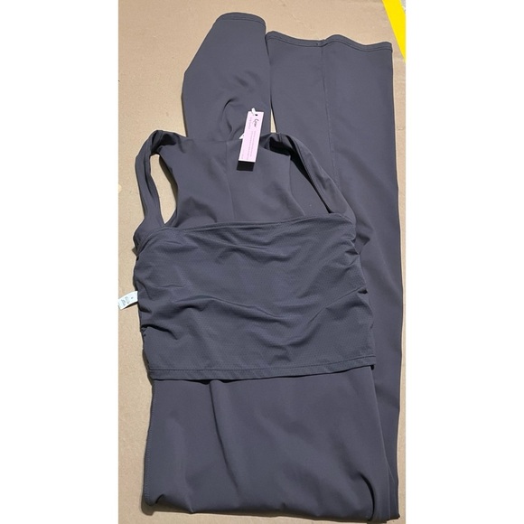 QINSEN Jumpsuit Sleeveless Square Neck Stretch Flare Leggings Romper Inseam 30 - Picture 5 of 8